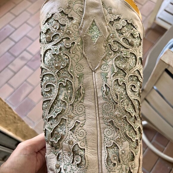 CORRAL Women's Glitter Inlay & Crystals Western Boots, Size 7.5 - Picture 10 of 13